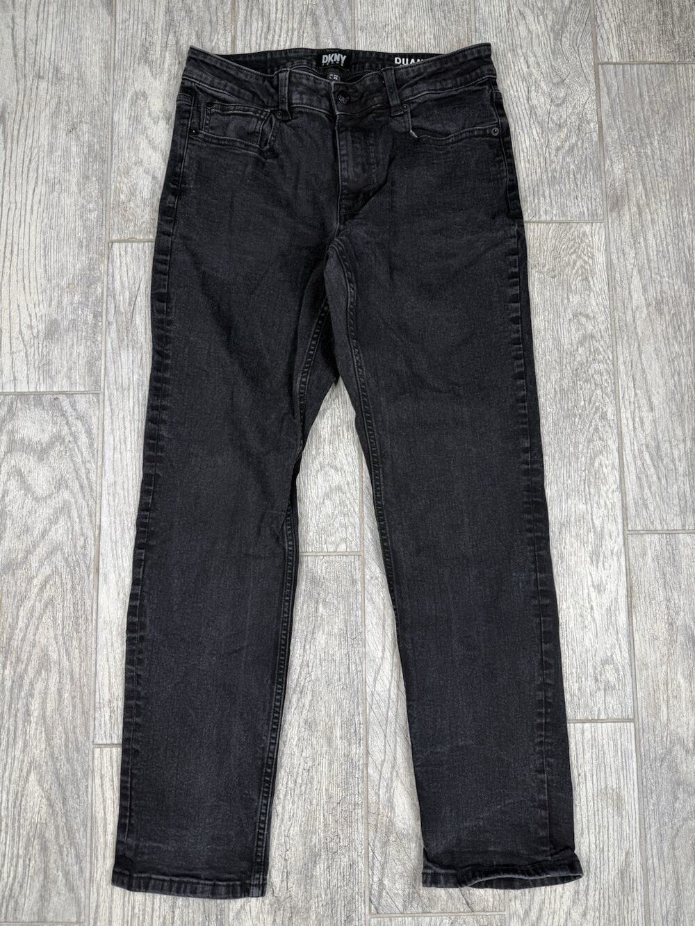 DKNY Mens Duane Straight Fit Black Faded Wash Jeans Size 30X30